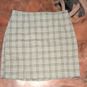 Full Tilt Olive Plaid Mini Skirt